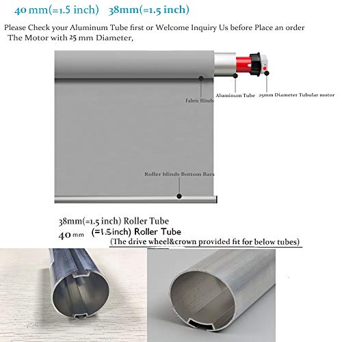 Rollerhouse Motorized Shades and Blinds for Windows with Remote Control Powered by AA 12V DC Volt Reloadable Tube/Wand Tubular Motor Kit - Thumbnail 5