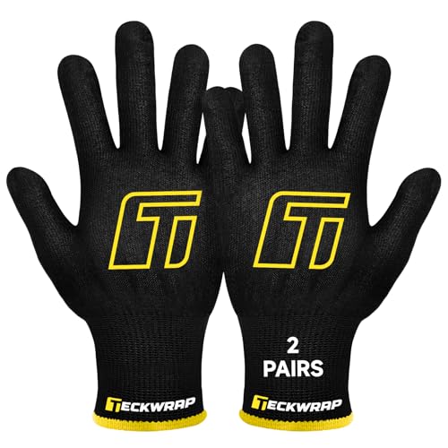 TECKWRAP Vinyl Wrap Gloves 2 Pairs XL Black Cut Resistant Work Gloves for Car Wrapping Window Tinting Level 3 Protection Flexible Fit for Installers