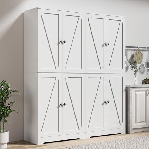 LYNSOM Farmhouse Storage Cabinet with Doors Set of 2, Kitchen