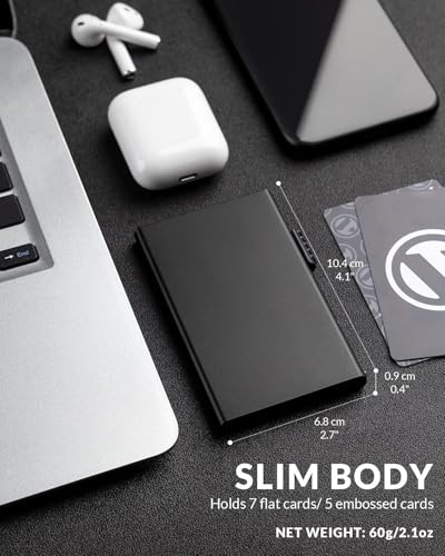 Image of VOGARD Minimalist Credit Card Pop Up Cards Holder RFID Protection Slim Metal Wallet, Holds Up to 5 Cards (Black)