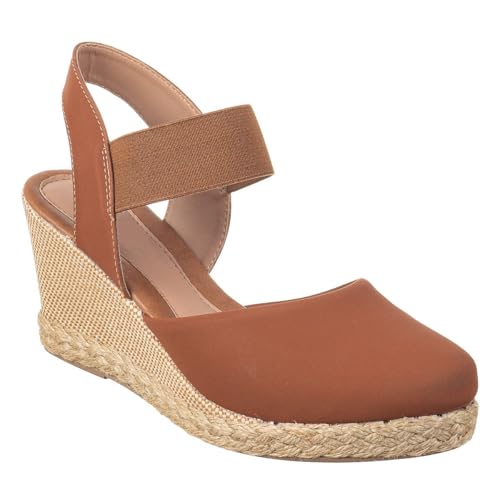 Sandália Feminina Anabela de Salto Elástico Confortável Flat Gros...