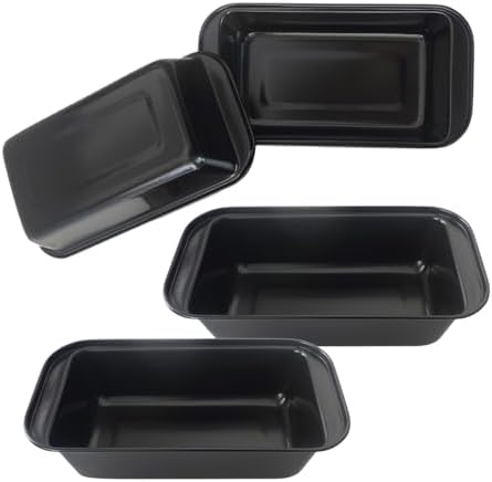 Mini Loaf Pans, 6" x 3.3" Nonstick Carbon Steel Bread Pan, Rectangle Loaf Baking Cake Tin for Small Banana Bread, Meatloaf, Sourdough, Brownies - Set of 4, Black - Thumbnail 4