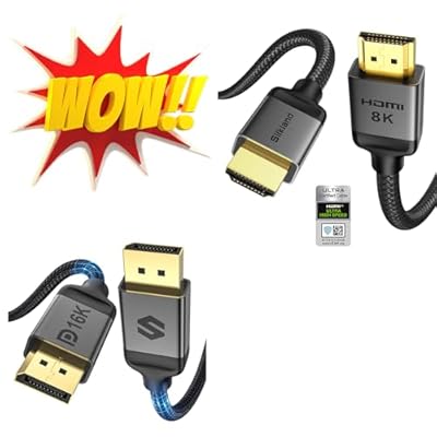 Silkland DisplayPort Cable 2.1 6.6FT+10K 8K HDMI 2.1 Cable 10ft