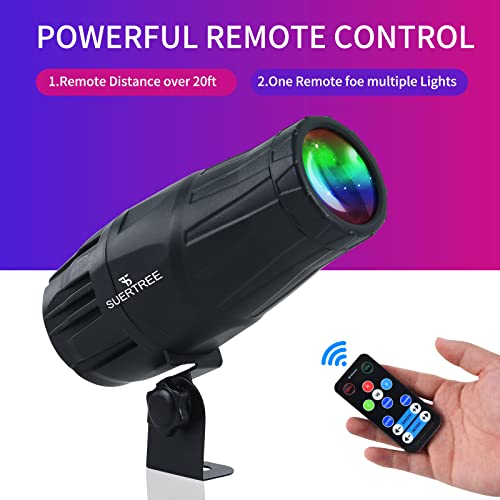 Suertree Pinspot Light With Mini 15W Rgbw Led Beam - Remote Control Mirror Ball Spotlight - 4 In 1 Super Bright Stage Spotlight For Parties，Dj, Disco, Bar, Club, Wedding(Black) #TOP1