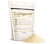 Colágeno en polvo, 500 gramos - Con vitamina C, péptidos de hidrolizado de colágeno bioactivo, proteína en polvo - Sin sabor, colágeno de tipo 1, 2 y 3, Lift Drink, alta concentración