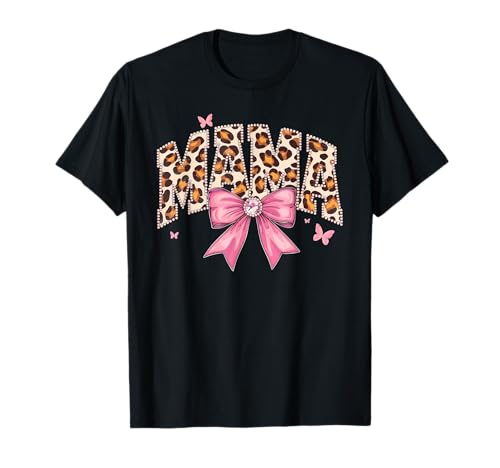 Cute Mama Bow Leopard Floral Family Cool Matching Tees T-Shirt