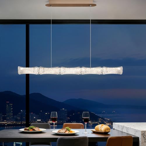 Lustre linéaire LED dimmable avec télécommande et hauteur réglable pour îlot de cuisine