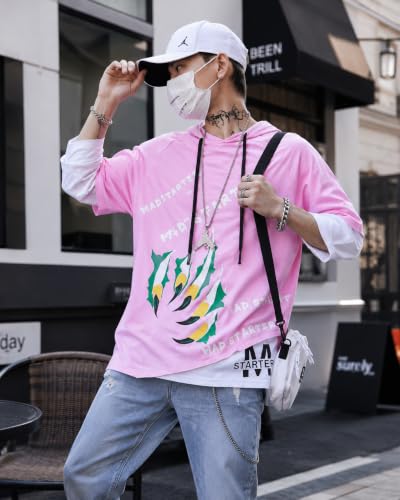 Image of London Hills Printed Cotton Oversized Hoodies For Men | Half Sleeve Oversized T-shirt