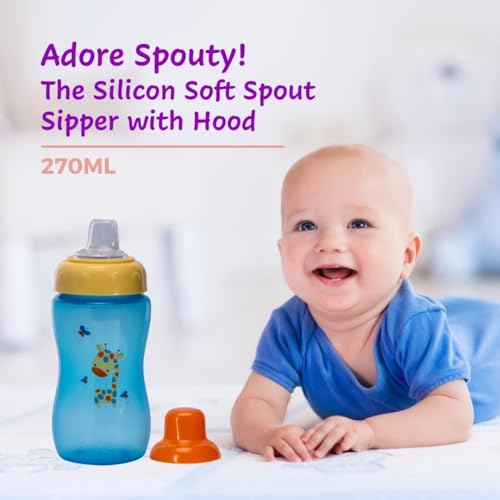 Image of Adore Spouty Silicon Soft Spout Sipper with Hood 270ml (Blue)