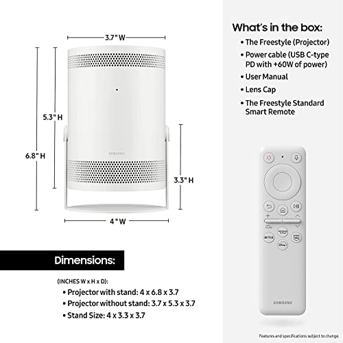 Samsung 30”- 100” The Freestyle Fhd Hdr Smart Portable Projector For Indoor And Outdoor Home Theater With Premium 360 Sound Alexa Built-In With An Additional 1 Year Coverage By Epic Protect (2022) #TOP6