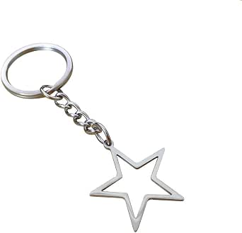 Hollow Star Keychain Pendant - Stainless Steel Friendship Jewelry Gift For Men & Women (Silver)