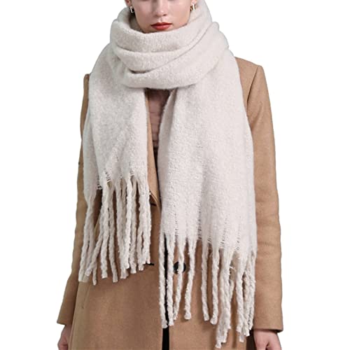 Warm Scarf Wrap, Ladies Scarves Imitation Cashmere Long Solid Shawl Tassel Winter Women Men Clothes Accessories Gift
