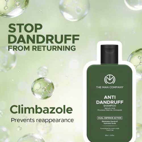 Image of The Man Company Anti-Dandruff Shampoo for Men with 2% Salicylic Acid, Piroctone Olamine & Climbazole | 200 ml | Controls Dandruff from First Wash | Reduces Scalp Itch & Flakes | Oil Balance & Hair Strength | Sulfate-Free Daily Shampoo