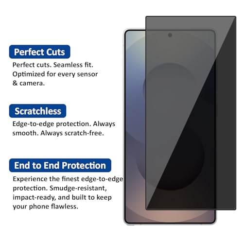 Image of AIBEX Privacy Tempered Glass for Samsung Galaxy S25 Ultra 5G| 9H Hardness | Anti-Spy Screen Guard | Anti-Fingerprint | Edge-to-Edge Privacy Protection | Bubble-Free Installation