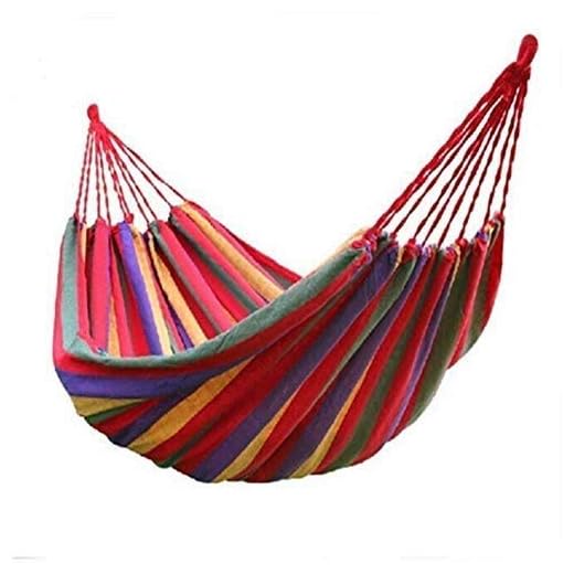 FreshDcart Cotton Multicolor Brazilian Foldable Hammock, Outdoor Canvas Camping Swing Hammock With Strong Rope - Perfect For Porch, Garden, Backyard, Traveling, Camping (Pack Of 1)
