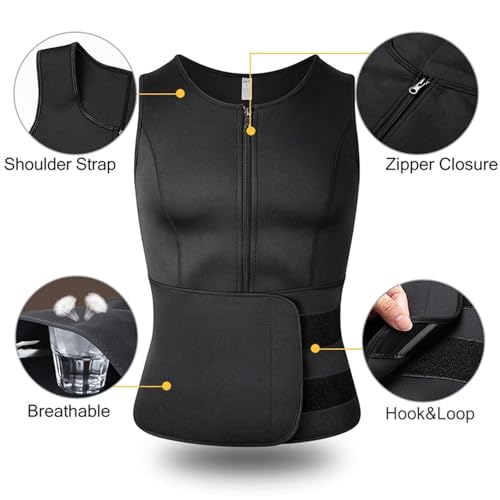 Corrector de postura de clavícula ajustable para hombre, quemador de grasa, camiseta sin mangas de compresión, faja moldeadora de hombro, soporte lumbar, chaleco de entrenamiento de cintura (negro, - imagen 5