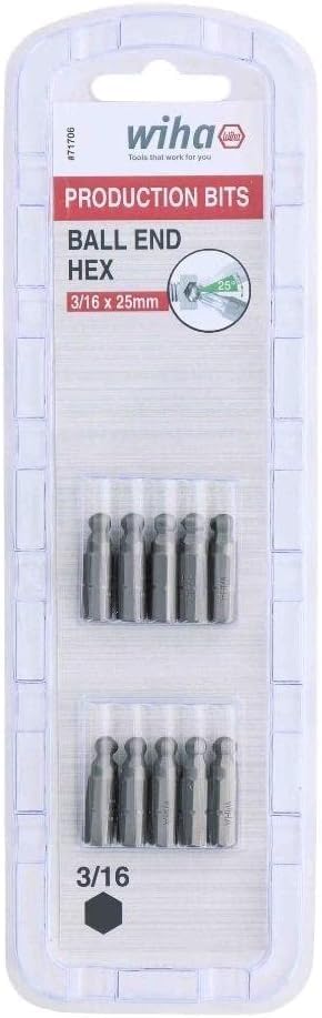 Ball End Hex Inch Insert Bit 3/16" x 25mm