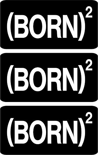Born2 Born Again, Reborn, Christian, Hard Hat, Helmet, Toolbox, Lunchbox, Sticker Decal 2" x 1" (Set of 6)