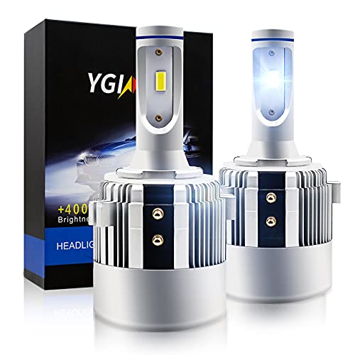 YGINNO H7 LED Headlight Bulbs with Specific Adapter Retainer for Volkswagen VW Golf GTI, Super Bright 8000 Lumens All-in-One H7 LED Headlights Conversion Kits, 6500K Cool White, Pack of 2