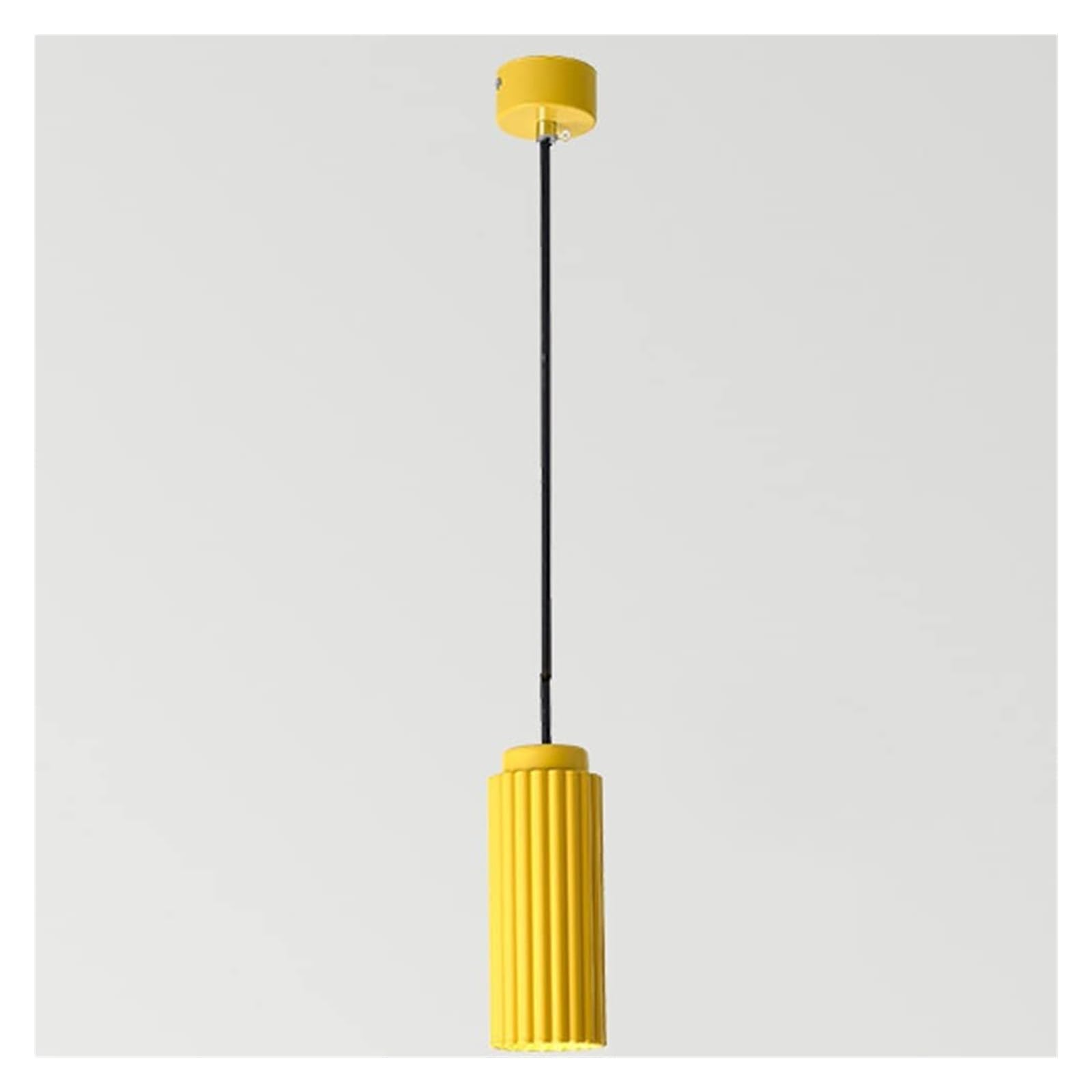 KHUKHU Macaron Metal Pendant Island Light Aluminum Chandelier Light Adjustable Length, Suspension Luminaire Ceiling Light Fixture for Living Room Dining Room Kitchen GU10(Yellow)