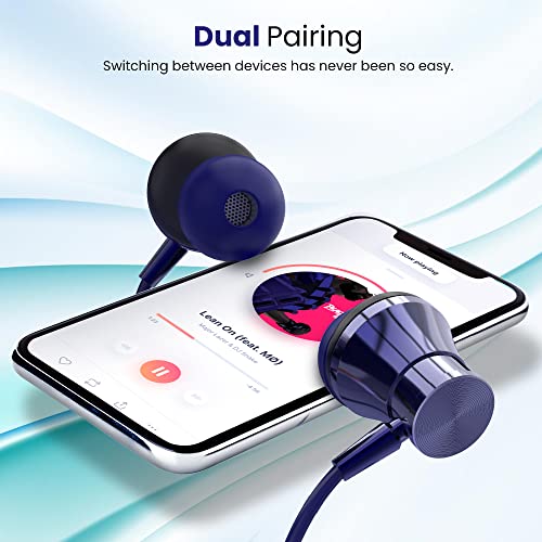 Image of AROMA NB119 Titanium Bluetooth Wireless Headset Neckband with Long Lasting Playtime 48 Hrs, Smart Voice Assistant, Bluetooth V5.0, Sweat & Splash Proof, Best for Gaming, Running, Workout (Blue)