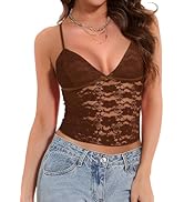 Jenbou Womens Y2k Lace Cami Tank Tops Going Out Crop Tops