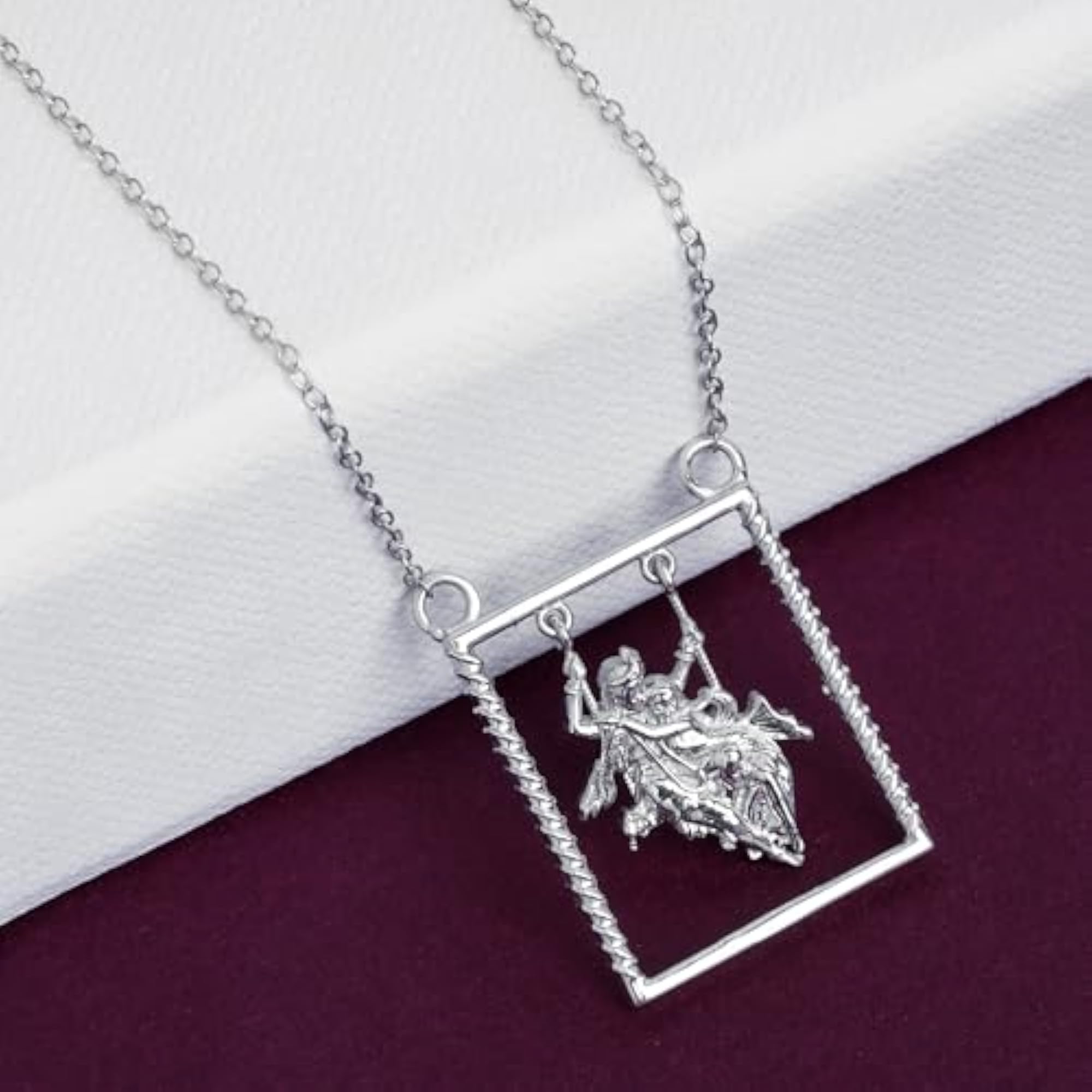 Lord Radha Krishna Pendant Necklace, 925 Silver Gift