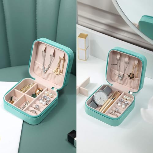 Image of Faux Leather Mini Jewelry Case Small Travel Jewelry Organizer Portable Jewelry Box Mini Storage Organizer Portable Display Storage Box For Rings Earrings Necklaces Gifts for New Year, Valentine's Day