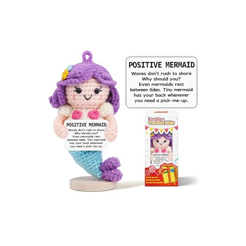 Image of Hoedia Positive Crochet Mermaid Unique Inspirational Anxiety Relief Easter Gifts for Friend, Coworkers, Mom, College Students: Funny Cute Emotional Mermaid Self Care Companion for Women and Men