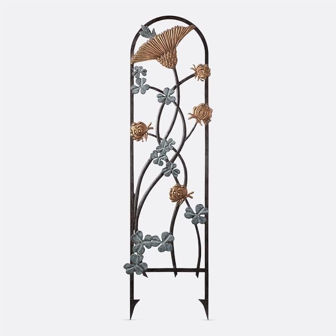 Mimosa Ridge Collection Clover and Thistle Garden Trellis in Cast Aluminum