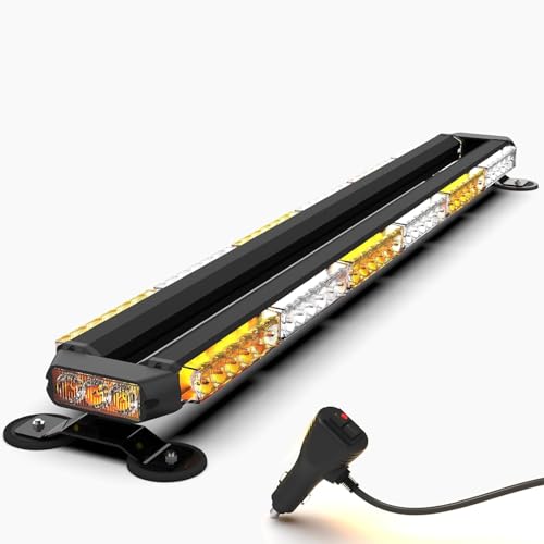 Image of 38 Inch Led Strobe Flashing Light Bar Amber White Emergency Warning Safety Lights for Trucks Construction Vehicles