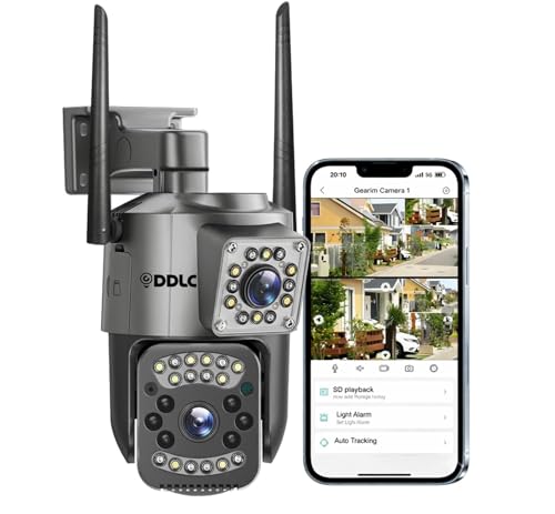 Image of DDLC 6MP Smart WiFi Dual Lens Outdoor PTZ CCTV Camera | 360 Rotation | Color Night Vision | Two Way Audio | Wireless Home Security Camera with Mobile App V380 Pro (Dual Lens PTZ)