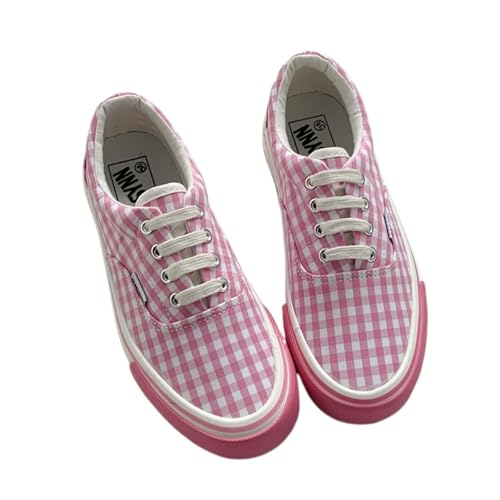 Women's Fashion Plaid Canvas Sneakers | Low Top Comfortable Casual Shoes | Breathable Rubber Sole & Classic Plaid Design for Everyday Wear