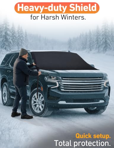 Image of EcoNour Car Snow Cover Compatible for Chevrolet Tahoe | Windshield Cover for Ice and Snow with S-Hook Straps | Heavy-Duty 600D Oxford Winter Car Cover, Waterproof & Anti-Slip