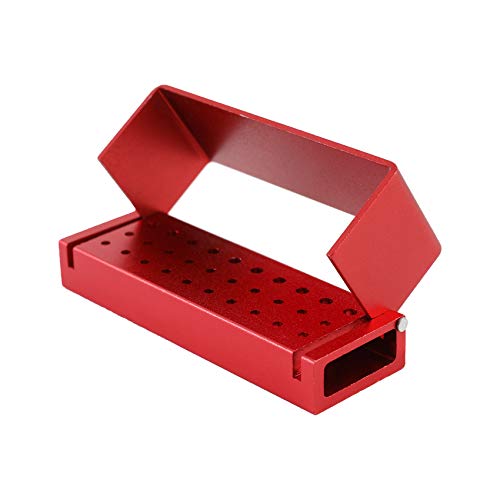 Annhua Dental Bur Blocks Aluminum Bur Holders for Diamond Burs, High-Speed Drill Storage Opening Box Dentist Tool - Red