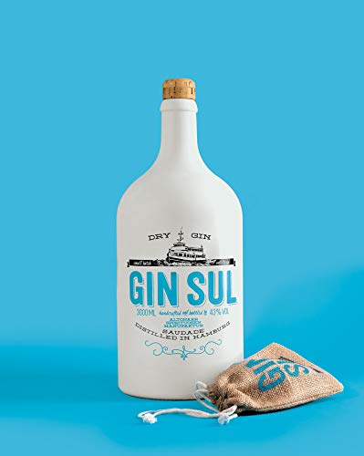 Gin Sul - 1 x 3l Hamburger handcrafted Premium Dry Gin 43% Vol, Doppelmagnum mit Metall Ausgießer als Geschenk, Aromen… – Bild 3