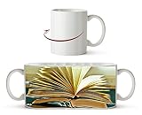 Un effet de livre ouvert : dessin sous forme de tasse à motif de 300 ml, en céramique blanche, merveilleuse idée de cadeau ou votre nouvelle tasse préférée.