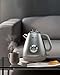 Hazel Quinn Retro Electric Kettle - 1.7 Liters / 57.5 Ounces Tea Kettle with Thermometer, All Stainless Steel, Fast Boiling 1200 W, BPA-free, Cordless, Rotational Base, Automatic Shut Off - Space Gray