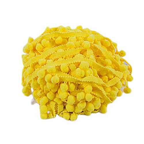 SHTGOI 5 Yards Pompom Trimming Bobble Fringe Band Fringe Pompom Ribbon Pompom Fringe Trim Pom Poms Tassel Border Decorative Border for Clothing Curtain Decoration Yellow