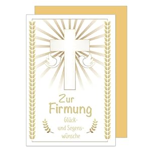 Edition Seidel Premium Glückwunschkarte zur Firmung mit Umschlag. Firmungskarte Karte Grusskarte Kreuz gold Junge…