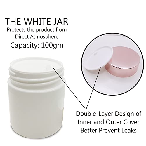 Image of ZENVISTA Empty White Cosmetics Jar with Rose Gold Cap for Cream-100gm[ZMJ16][Pack of 3 ]