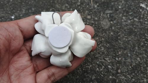 Image of Ceramic Flower Wall Art Decor, Artificial Flower Wall Sculpture,Handmade Ceramic Flowers for Home,Hallway,Living Room, Kitchen,Bathroom (White, Peony, 2.76 inch)