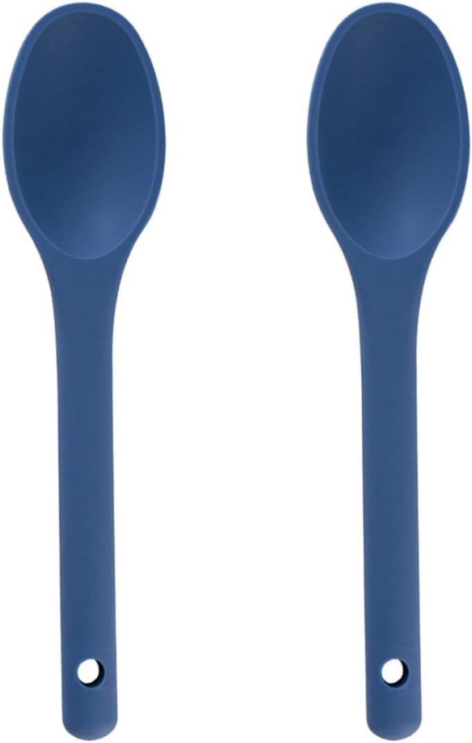 2pcs Blue Silicone Ladle Set Non-stick Rice Scoop and Soup Ladle Heat Resistant Kitchen Utensils for Cooking and Serving