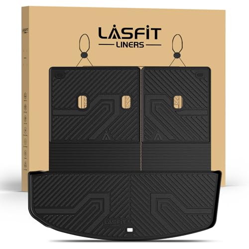 Image of LASFIT Cargo Mats for Hyundai Palisade 2026 | All Weather TPE Custom Fit Cargo Trunk Mat & Backrest Mats Accessories, Black