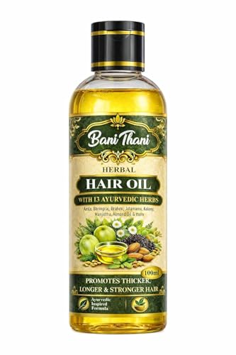 B..a.n.i T.h..a.n.i H.e.rb.al H.a.ir O.i.l with 13 Ayurvedic Herbs, Amla, Bhringraj, Brahmi, Jatamansi, Kalonji, Manjistha, Almond Oil, Promotes Thicker Longer Stronger Hair, 100ml