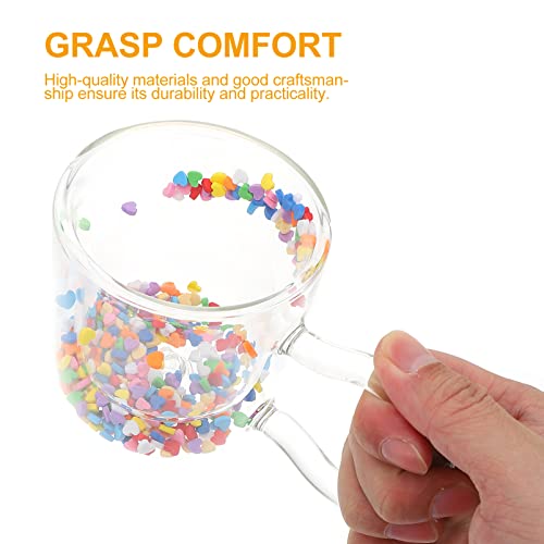 Luxshiny Taza de Café de Cristal Tazas de Vidrio Claro de Cristal de Champán de Doble Pared con Asa Y Rápida Y Tazas de… - Imagen 4