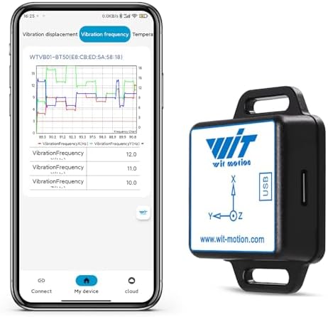 [BLE Vibration Sensor] WTVB01-BT50 Smart Vibration Module Ar-duino, 3-axis Vibration(Amplitude+Frequency+Displacement+Speed) Detector, Wireless Acceleration Shock Motor Monitor