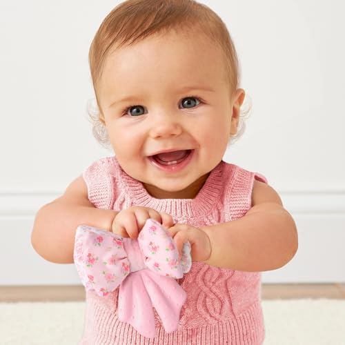 Image of Itzy Ritzy Crinkle Teether Toy - Bow Teething Toy Includes Silicone, Velour & Crinkle Material - Features Multiple Textures for Teething Relief - Designed for Ages 3 Months and Up (Bows)