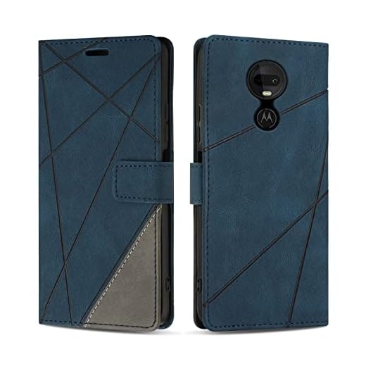 SONWO Hülle für Moto G7 / Moto G7 Plus, Premium PU Leder Handyhülle Flip Case Wallet Lederhülle Silikon Schutzhülle Klapphülle für Moto G7 / Moto G7 Plus, Blau