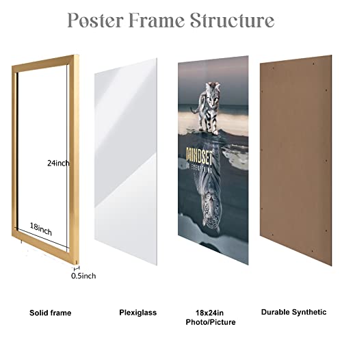 Jdzivtop 18X24 Gold Frame, Ornate 24X18 Poster Frame, Natural 18 By 24 Canvas Picture Frame, Large Gallery Family Concert Portrait Photo Wall Frame Anniversary/Wedding/Thank You/Christmas Gift #TOP4